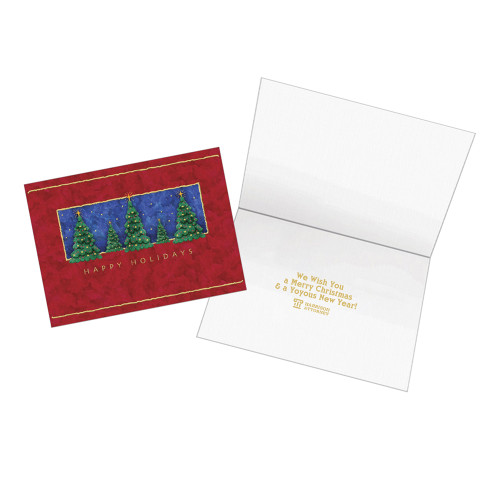 Holiday Trees Starry Night Greeting Card