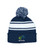 Knit Beanie With Pom Pom - Embroidered
