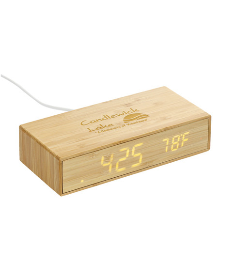 Bamboo Wireless Charging Desk Clock