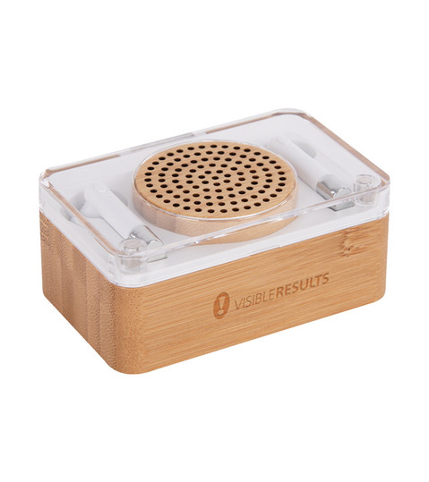 Block Party Bamboo Speaker & Wireless Earbuds