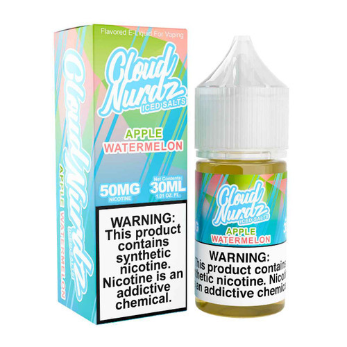 Cloud Nurdz Iced Watermelon Apple Salt Nic Synthetic Nicotine E-Liquid 30ml