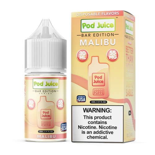 Pod Juice PJ 5000 Series Malibu Salt Nic Tobacco Free Nicotine E-Liquid 30ml