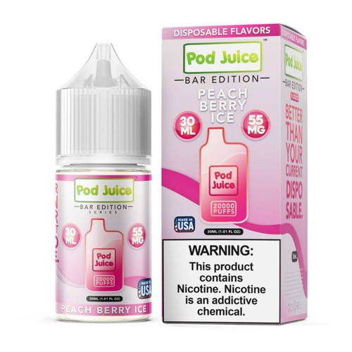 Pod Juice PJ 5000 Series Peach Berry Ice Salt Nic Tobacco Free Nicotine E-Liquid 30ml