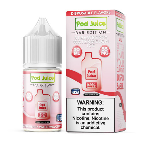 Pod Juice PJ 5000 Series Strawberry Watermelon Ice Salt Nic Tobacco Free Nicotine E-Liquid 30ml