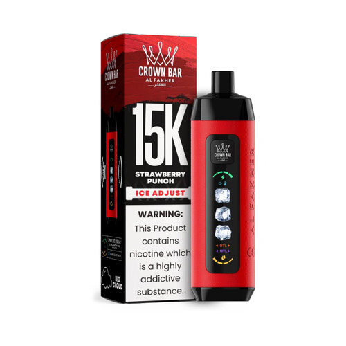 Al Fakher Crown Bar Ice Adjust 15K Puff Disposable Strawberry Punch