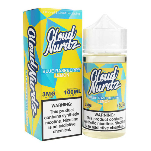 Cloud Nurdz Blue Raspberry Lemon Synthetic Nicotine E-Liquid 100ml