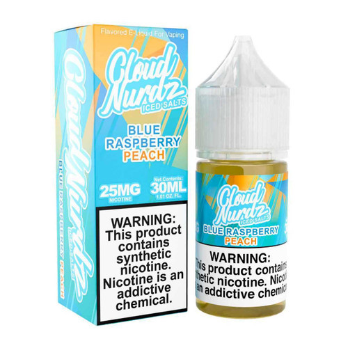 Cloud Nurdz Iced Peach Blue Razz Salt Nic Synthetic Nicotine E-Liquid 30ml