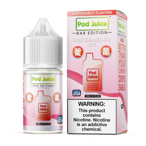 Pod Juice PJ 5000 Series Watermelon Ice Salt Nic Tobacco Free Nicotine E-Liquid 30ml
