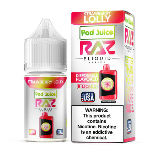 Pod Juice x RAZ Strawberry Lolly Salt Nic Tobacco Free Nicotine E-Liquid 30ml
