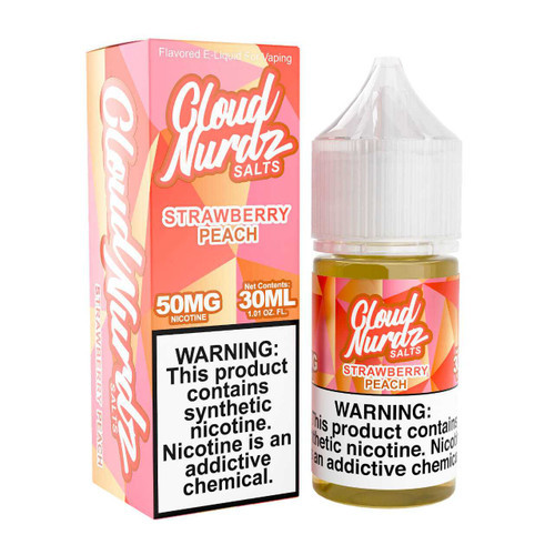 Cloud Nurdz Strawberry Peach Salt Nic Synthetic Nicotine E-Liquid 30ml
