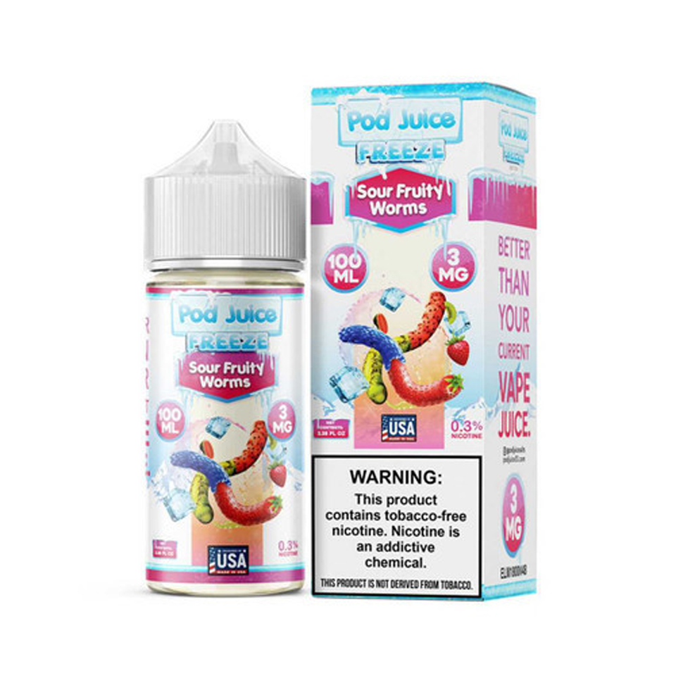 Pod Juice Sour Fruity Worms Freeze Tobacco Free Nicotine E-Liquid 100ml
