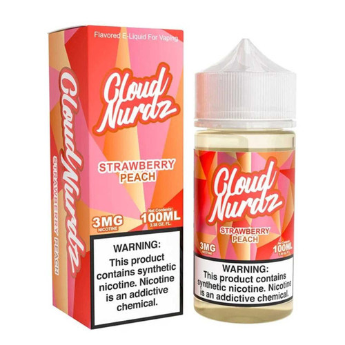 Cloud Nurdz Strawberry Peach Synthetic Nicotine E-Liquid 100ml