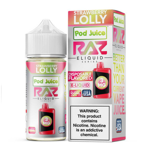 Pod Juice x RAZ Strawberry Lolly Tobacco Free Nicotine E-Liquid 100ml