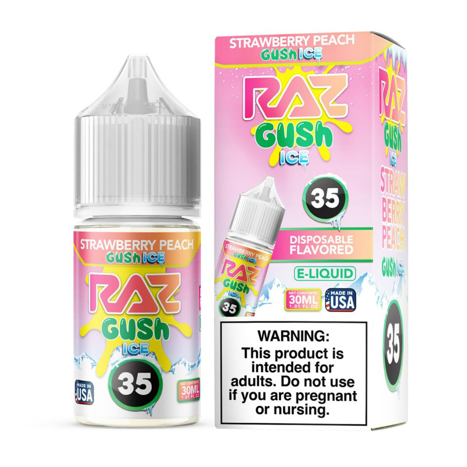 Pod Juice X Raz Nixodine 30ml Strawberry Peach Gush Ice Salt E-Juice