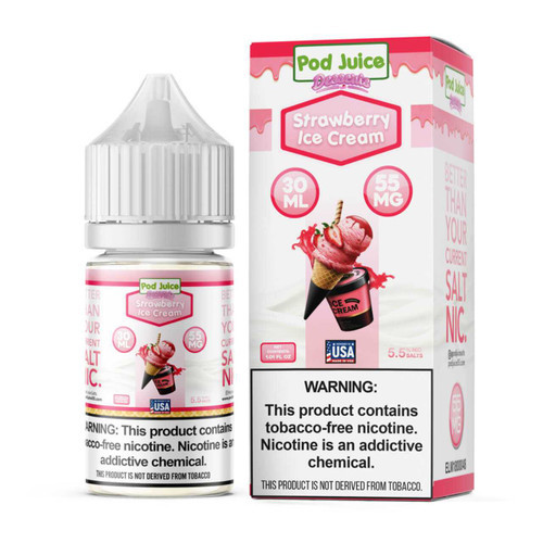 Pod Juice Strawberry Ice Cream Salt Nic Tobacco Free Nicotine E-Liquid 30ml