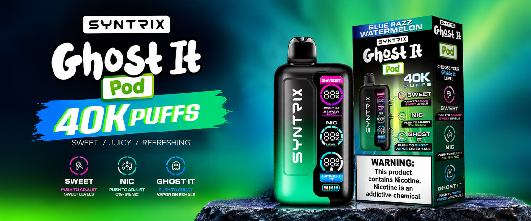 POD JUICE SYNTRIX Ghost It Disposable 40000 Puffs