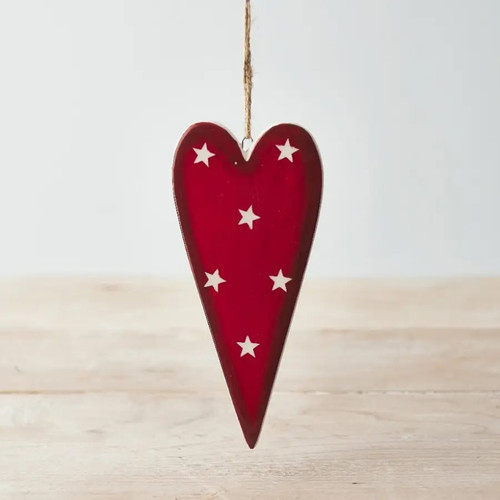 Heart Hanging Decoration With Star - 13.5cm