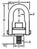 Swivel Hoist Ring, 5,000 lb Capacity, 3/4" Shank Dia., 1" Shank Length (4/Pkg)