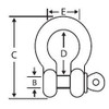 1" x 1-1/8" Screw Pin Anchor Shackles, Plain (12/Pkg)