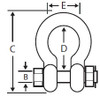 1-1/2" x 1-3/4" Safety Bolt Anchor Shackles, Hot Dipped Galvanized (4/Pkg)