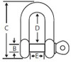 2-1/2" x 2-3/4" Screw Pin Chain Shackles, Hot Dipped Galvanized (1/Pkg)