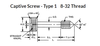 #8-32 x 1-1/8" Captive Panel Screws, Type 1, Stainless Steel (100/Bulk Pkg.)