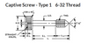 #6-32 x 9/16" Captive Panel Screws, Type 2, Stainless Steel (25/Pkg.)