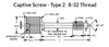 #8-32 x 1/2" Captive Panel Screws, Type 2, Stainless Steel (25/Pkg.)
