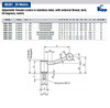 Kipp M12x40 Adjustable Tension Lever, External Thread, Stainless Steel, 20 Degrees, Size 2 (1/Pkg.), K0109.2121X40
