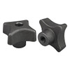 Kipp 6 mm Hole Diameter, 32 mm Diameter, Palm Grip Knob, Gray Cast Iron, DIN 6335, Style D (1/Pkg.), K0147.406