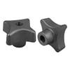 Kipp 10 mm Hole Diameter, 50 mm Diameter, Palm Grip Knob, Gray Cast Iron, DIN 6335, Style B (1/Pkg.), K0147.210