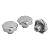 Kipp 16 mm Inside Diameter, 80 mm Diameter, Star Grip Knob, Aluminum, Tumbled Bright, Style C (1/Pkg.), K0149.38016