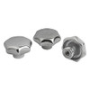 Kipp M8 Inside Diameter, 40 mm Diameter, Star Grip Knob, Aluminum, Polished, Style E (1/Pkg.), K0149.540082