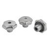 Kipp 16 mm Inside Diameter, 80 mm Diameter, Star Grip Knob, Aluminum, Polished, Style B (Qty. 1), K0149.280162