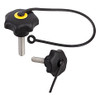 Kipp M6x20 Inside Diameter, 32 mm Diameter, Star Grip Knob with Safety Lanyard, Plastic with Stainless Steel External Thread, Style LS - Black (1/Pkg.), K0154.706X20