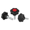 Kipp M6x60 Thread, 25 mm Diameter, Star Grip Knob, Plastic with Steel External Thread, Style L - Black (10/Pkg.), K0155.406X60