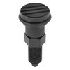 Kipp 3/8"-24 Indexing Plunger with Grooved Pull Knob, Stainless Steel, Locking Pin Hardened - Style A (Qty. 1), K0339.01105AL