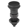 Kipp M20x1.5 Indexing Plunger with Grooved Pull Knob, Steel, Locking Pin Hardened - Style B (Qty. 1), K0339.2410