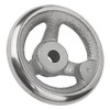 Kipp 125 mm x 12 mm ID 3-Spoke Handwheel without Machine Handle, Gray Cast Iron DIN 950 (Qty. 1), K0671.0125X12