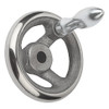 Kipp 160 mm x .500" ID 3-Spoke Handwheel with Revolving Machine Handle, Gray Cast Iron DIN 950 (1/Pkg.), K0671.4160XCP