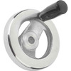 Kipp 160 mm x .500" ID 2-Spoke Handwheel with Revolving Machine Handle, Aluminum Planed (1/Pkg.), K0162.4160XCP