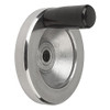 Kipp 80 mm x 10 mm ID Disc Handwheel with Fixed Handle, Aluminum Planed (1/Pkg.), K0161.2080X10