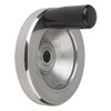 Kipp 125 mm x 14 mm ID Disc Handwheel with Fixed Handle, Aluminum Planed (Qty. 1), K0161.2125X14