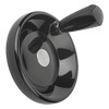 Kipp 160 mm x 10 mm ID Disc Handwheel with Revolving Taper Grip, Duroplastic/Steel, Size 4, Style D - Pilot Hole (Qty. 1), K0164.0160X10