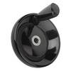 Kipp 160 mm x 16 mm ID Disc Handwheel with Revolving Taper Grip, Duroplastic/Steel, Size 4, Style E - Thru Bore Hole (Qty. 1), K0164.1160X16