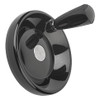 Kipp 125 mm x 8 mm ID Disc Handwheel with Revolving Taper Grip, Duroplastic/Steel, Size 2, Style D - Pilot Hole (Qty. 1), K0164.0125X08