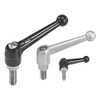 Kipp M10x40 Adjustable Handle, Classic Ball Style, Zinc/Stainless Steel, External Thread, Black , Size 2 (Qty. 1), K0117.2101X40