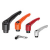 Kipp 3/8"-16 Adjustable Handle, Modern Style, Zinc/Steel, Internal Thread, Size 3, Red (Qty. 1), K0122.3A427