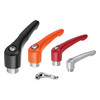 Kipp 1/4"-20 Adjustable Handle, Modern Style, Zinc/Stainless Steel, Internal Thread, Size 1, Orange (1/Pkg.), K0123.1A22