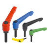 Kipp 1/4"-20x60 Adjustable Handle, Novo Grip Modern Style, Plastic/Steel, External Thread, Size 2, Blue (1/Pkg.), K0269.2A287X60